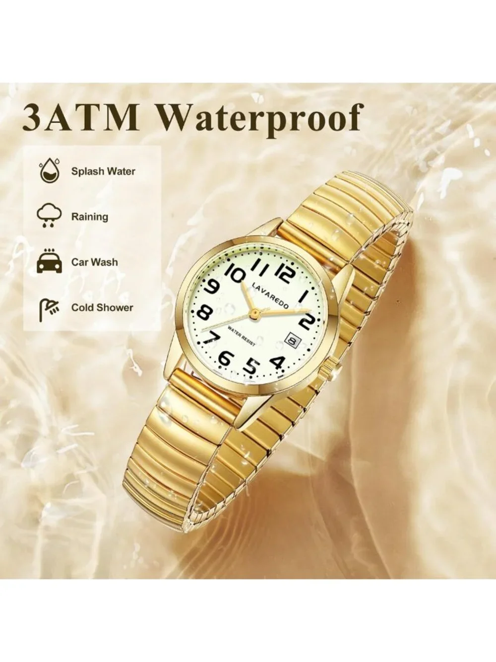 Elegant Gold Watch for Women - Small Wrist, Stainless Steel Expansion Band